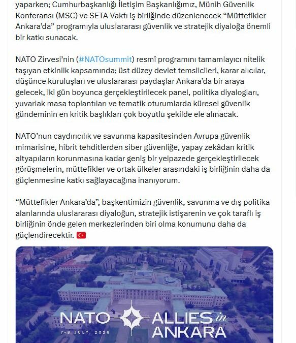 İletişim Başkanı Duran'dan 'Müttefikler Ankara’da paylaşımı