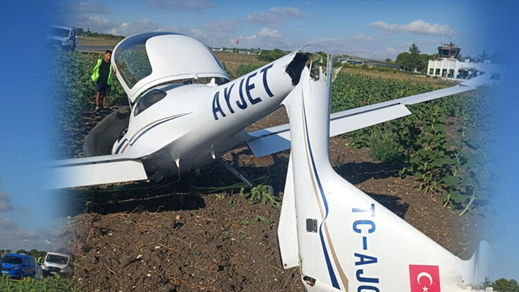Eğitim Uçağı Sert İniş Sonrası Kaza Kırıma Uğradı! Öğrenci Pilot Yaralandı