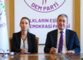 DEM Parti Eş Genel Başkanları Tuncer Bakırhan ile Tülay Hatimoğuları, 'çerçeve yasa' teklifini imzaladı. Fotoğraf:Ankara,(DHA)