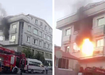 Yangın sırasında yaşanan patlama kamerada