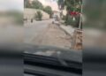 Mikserin yola beton dökmesi kamerada