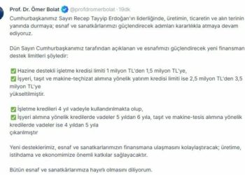 Bakan Bolat: Esnaf desteklerimiz ekonomimize önemli katkı sağlayacak