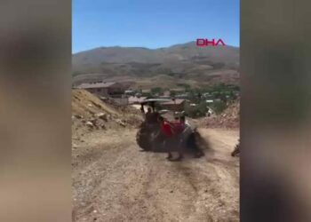 Tartıştığı kişilerin üzerine traktör sürdü; o anlar kamerada