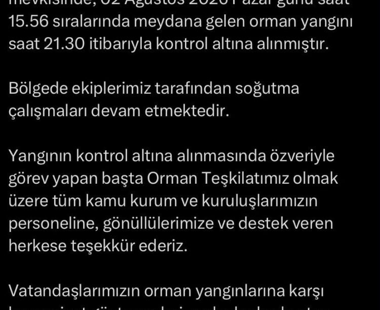Çanakkale Orman yangını