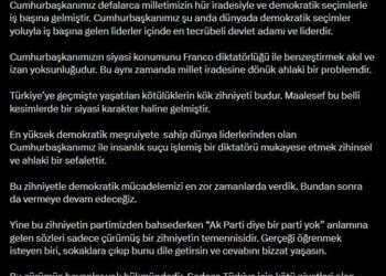 AK Parti'li Çelik: Cumhurbaşkanımızın siyasi konumunu Franco diktatörlüğü ile benzeştirmek akıl ve izan yoksunluğudur