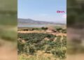 Göletten su alıp, tekrar havalanamayan yangın söndürme uçağının iniş anı kamerada
