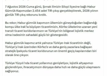 Bakan Bolat: Habur Gümrük Kapımızda 2026'nın günlük TIR çıkış rekorunu kırdık