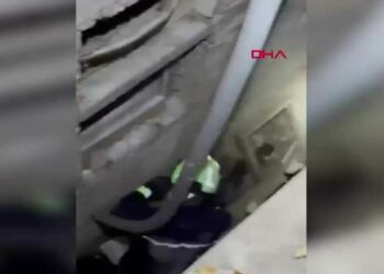 Havalandırma boşluğuna düşen kedi, kurtarma ekibini görünce kaçtı