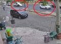 Sürücüsünün ani fren yaptığı kamyonetteki demirler yola saçıldı; o anlar kamerada