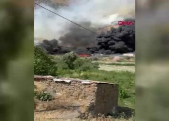 Hakkari'de hurdalık alanda yangın çıktı