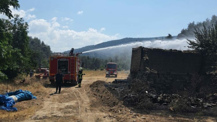 Bolu'da ot yangını eve sıçradı