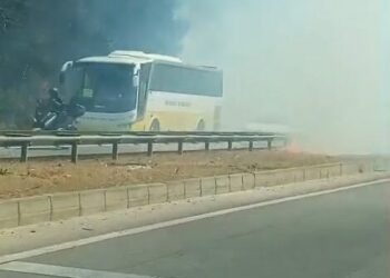 Anız yangını, trafikte aksamaya neden oldu