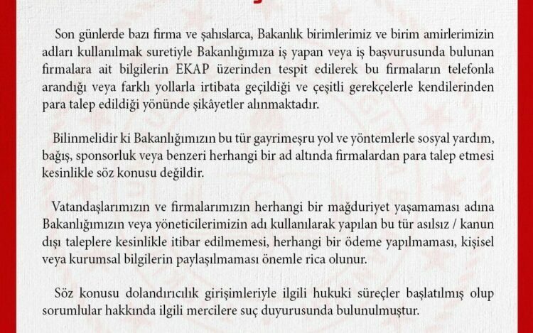 MEB: Bakanlığımızın sosyal yardım veya bağış adı altında firmalardan para talep etmesi söz konusu değildir