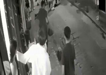 Beyoğlu'nda terriere saldıran pitbull cinsi köpeğin sahibinin bıçaklandığı kavga kamerada