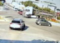 TIR’la çarpışan motosikletin sürücüsü yaralandı; kaza kamerada