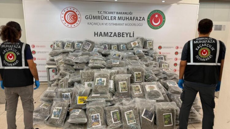 Hamzabeyli Sınır Kapısı'nda 287 kilo 910 gram esrar ele geçirildi