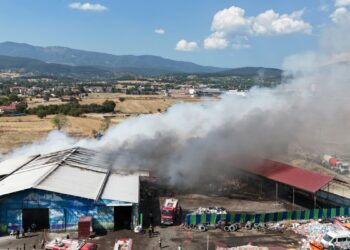 Bolu'da geri dönüşüm tesisinde yangın