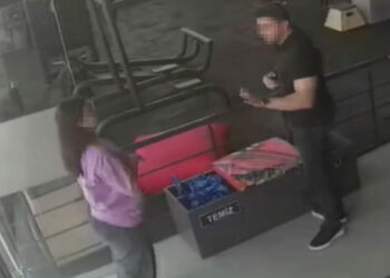 Spor salonunda kadına şiddet kamerada