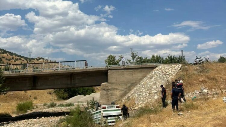 Dereye uçan kamyonetin sürücüsü ağır yaralandı