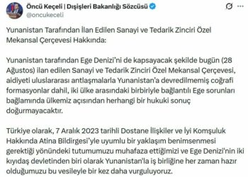 Dışişleri Sözcüsü Keçeli: Yunanistan'ın ilan ettiği mekansal çerçeve, ülkemiz açısından hukuki sonuç doğurmayacaktır
