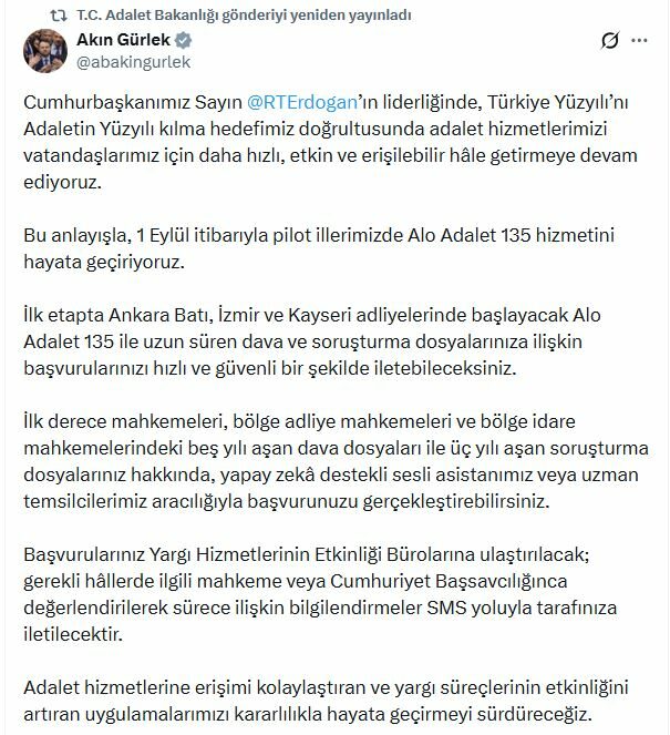 Adliyelerde 'Alo Adalet 135' dönemi