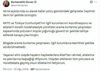 İletişim Başkanı Duran'dan Girne'de batan gemiye ilişkin açıklama