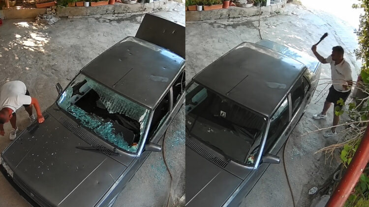 Eski sevgilisini ölümle tehdit edip, otomobiline satırla zarar verdi