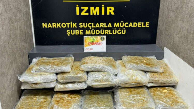 İzmir'de 29 kilo 800 gram skunk ele geçirildi