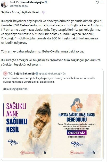 Gebe okullarında 1 milyon 117 bin 413 gebeye danışmanlık hizmeti sunuldu