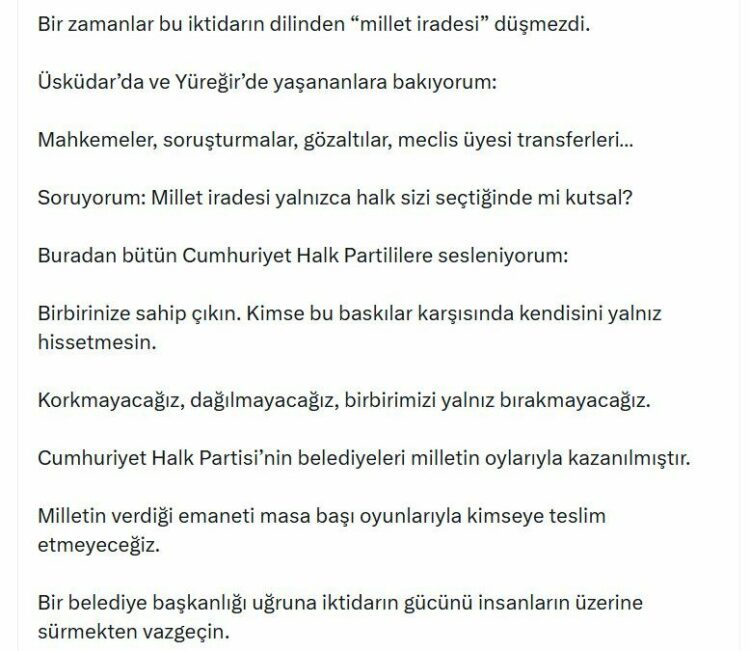 Kılıçdaroğlu: Milletin verdiği emaneti masa başı oyunlarıyla kimseye teslim etmeyeceğiz