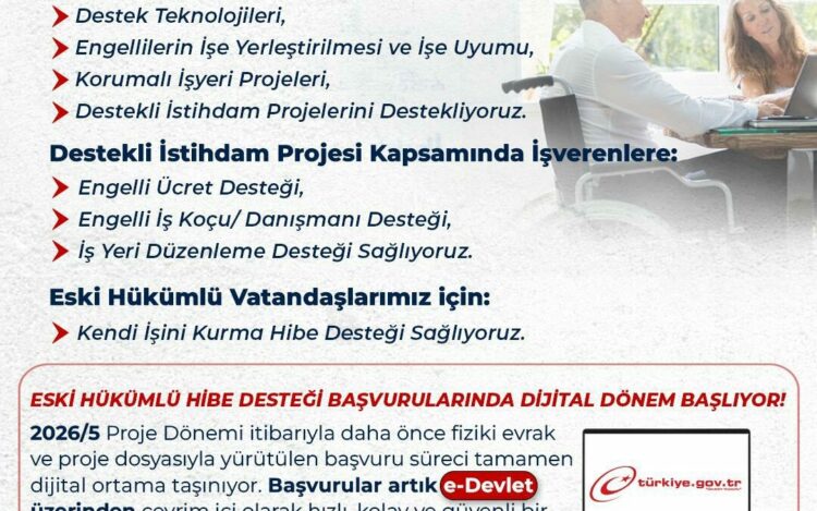 Engelli ve eski hükümlülere hibe desteği 5'inci dönem başvuruları başladı