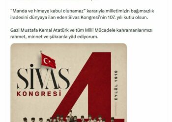 Cevdet Yılmaz'dan 'Sivas Kongresi'nin yıl dönümü paylaşımı