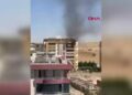Midyat’ta 8 katlı apartmanda yangın