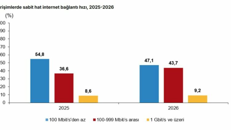 TÜİK: Girişimlerin yüzde 52,9'u 100 megabit ve üzeri hızda internet kullandı