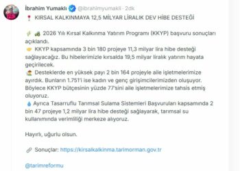 Kırsal kalkınmaya 12,5 milyar liralık hibe desteği