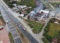 Yanan kapı fabrikasındaki hasar dronla görüntülendi