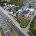 Yanan kapı fabrikasındaki hasar dronla görüntülendi