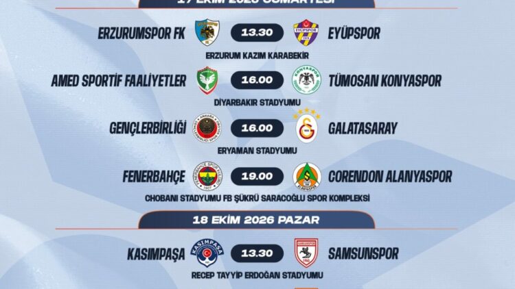 TFF, Süper Lig’de ilk yarının programını açıkladı