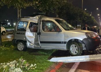 Bursa'da hafif ticari araç refüjdeki ağaca çarptı: 2 yaralı