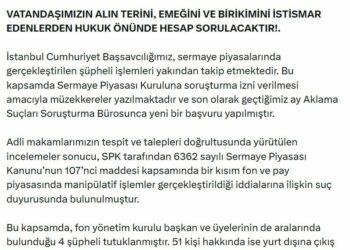 Bakan Gürlek'ten sermaye piyasalarında manipülasyon soruşturmaları açıklaması; 20 şüpheli tutuklandı