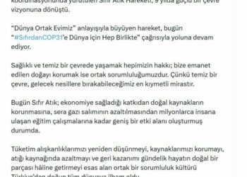 İletişim Başkanı Duran'dan 'Sıfır Atık' paylaşımı