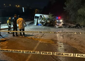 Minibüs trafik tabelası, elektrik direği ve ağaca çarptı: 6 yaralı
