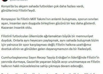 İletişim Başkanı Duran: Konya’dan yükselen selamın Filistin’in dört bir yanına ulaşmasını diliyorum