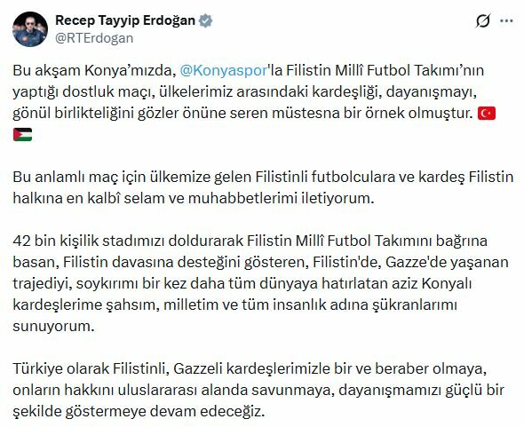 Cumhurbaşkanı Erdoğan: Gazzeli kardeşlerimizle bir olmaya devam edeceğiz