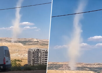 Mardin’de arazide oluşan hortum kamerada