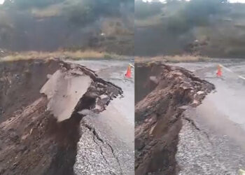 Tokat'ta heyelan; köy yolunun çökme anı kameralar yansıdı