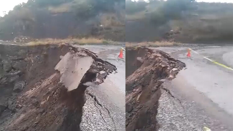 Tokat'ta heyelan; köy yolunun çökme anı kameralar yansıdı