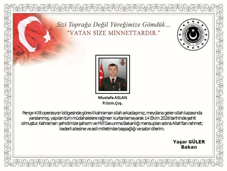 Pençe-Kilit bölgesinden acı haber: 1 asker şehit oldu
