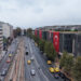 İstanbul'da Türk bayraklarıyla donatılan caddeler havadan görüntülendi
