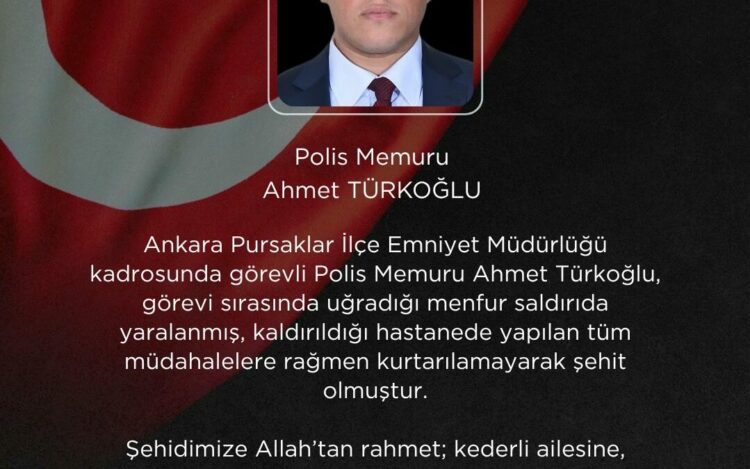 Bakan Çiftçi'den, şehit polis memuru için taziye mesajı